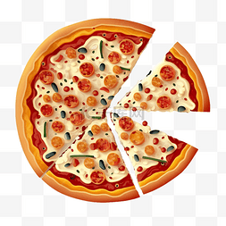 披萨意大利面卡通图片_披萨美食快餐餐饮装饰卡通插画图