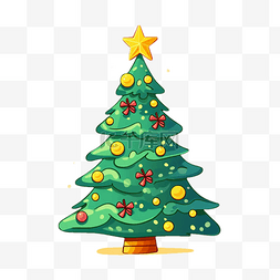 圣诞节星星树绿色树枝卡通