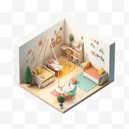儿童房间模型卡通彩色