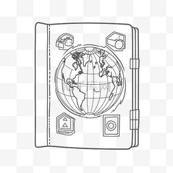 书籍设计素描中地球仪的轮廓图 