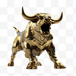 金色装饰品图片_怒吼的公牛金色装饰品3d模型