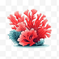 红色的珊瑚图片_海洋日红色卡通珊瑚