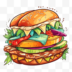 好吃的汉堡包图片_汉堡双拼美味图案