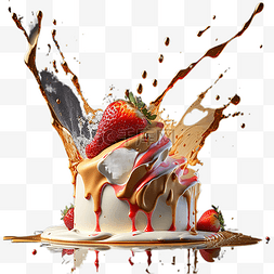 草莓奶油蛋糕生日聚会甜品摄影实