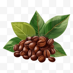现磨咖啡图片_咖啡豆树叶卡通