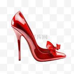 女鞋元素图片_高跟鞋蝴蝶结女鞋红色透明