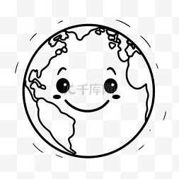 快乐脸卡通着色页中的月球和地球