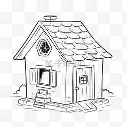 儿童线描房子图片_小孩子房子着色页轮廓素描 向量