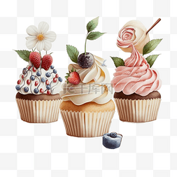水果奶油甜品蛋糕纸杯蛋糕实物图