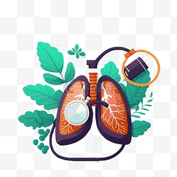 国际哮喘日肺部疾病卡通