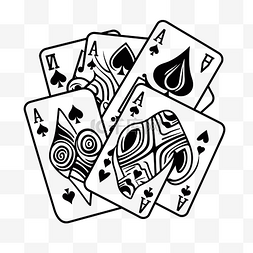 黑色的扑克牌图片_扑克牌黑白轮廓素描 向量