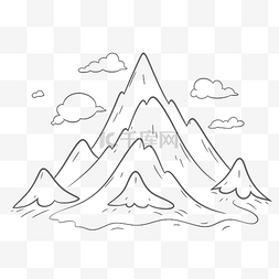 线条山轮廓图片_白色背景云彩的山顶图片，用于着