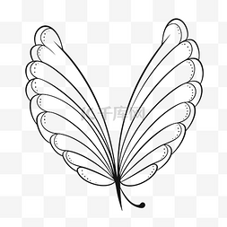 手绘素描黑白线条图片_手绘蝴蝶翅膀着色页轮廓素描 向