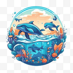 海洋卡通鲸鱼可爱图片_海洋日鲸鱼环保蓝色