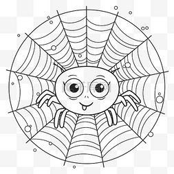 蜘蛛网圈图片_蜘蛛网不怕万圣节着色页轮廓素描