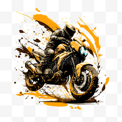 摩托车交通工具橘色插画