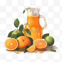 夏天橙汁饮料海报图片_橙子橙汁橘色插画