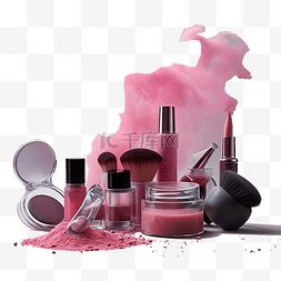 产品方案图片_化妆品粉色烟雾