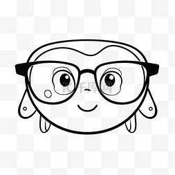 卡通画乌龟眼睛戴眼镜3轮廓素描 