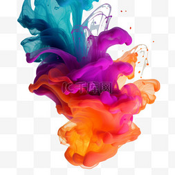 彩色水墨艺术图片_图形彩色水墨元素立体免抠图案
