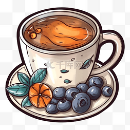 咖啡蓝莓图案