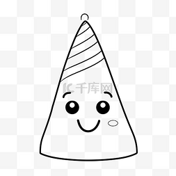 带生日帽图片_带糖霜轮廓素描的生日帽卡通图片