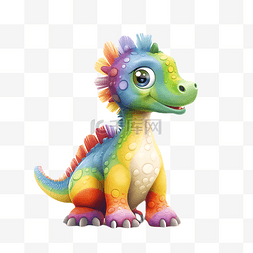 恐龙彩虹色彩渐变卡通立体3d角色