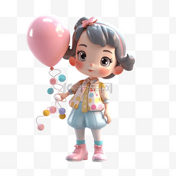女孩气球卡通3d透明