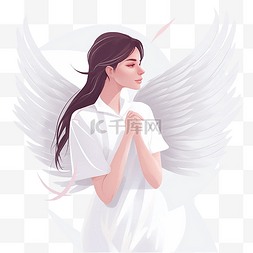 天使翅膀图片_护士节白色女神优雅