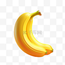 新鲜香蕉图片_绘画新鲜香蕉元素立体免抠图案