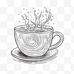 一杯热咖啡图片_绘制一杯热咖啡轮廓草图 向量