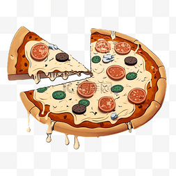 披萨美食快餐卡通美味装饰图案