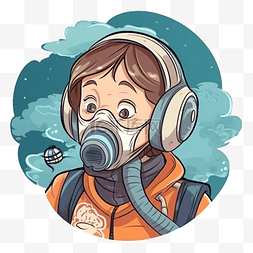呼吸机图片_哮喘日男孩戴着呼吸机图案
