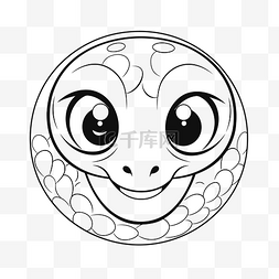 带有微笑的乌龟着色页轮廓素描 