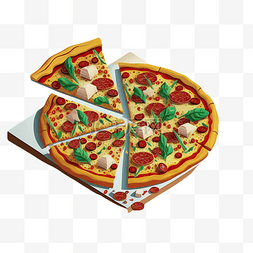 披萨意大利面卡通图片_披萨美食快餐插画时尚卡通创意装