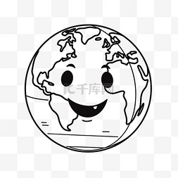 一张微笑的地球卡通脸的图像着色