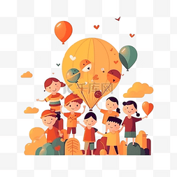 彩色气球图片_儿童节卡通彩色幼儿插画