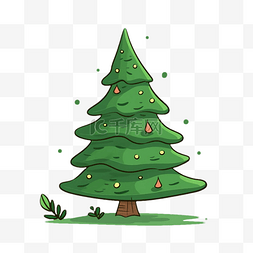 圣诞节绿色树枝卡通