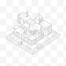 建筑物草图图片_带有建筑物轮廓草图的孤立房屋的