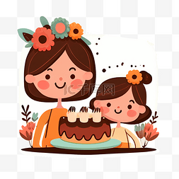 母亲节图片_母亲节蛋糕插画