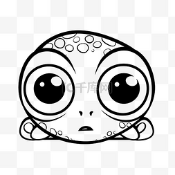 乌龟素描图片_坐在白色背景上的大眼睛卡通乌龟