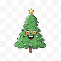 圣诞节星星绿色树枝卡通