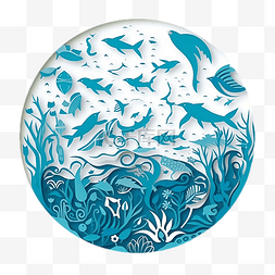 卡通可爱蓝色小鱼图片_海洋日蓝海大鱼群