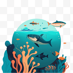 装饰鱼鱼鱼图片_彩色的海底世界插画