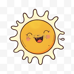 太阳橘黄色可爱卡通插画