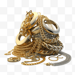 黄金链子戒指珠宝首饰奢侈品立体
