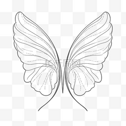 蝴蝶翅膀轮廓素描的着色页 向量