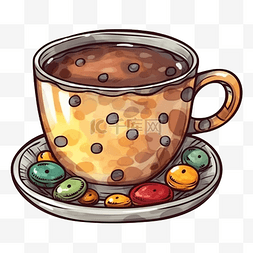 咖啡饮品背景图片_咖啡巧克力豆图案