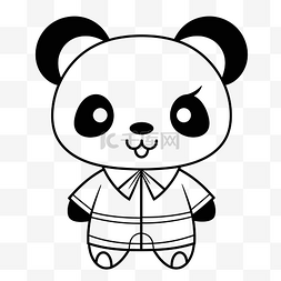 穿着睡衣的熊猫用卡通风格的轮廓