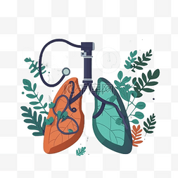 世界哮喘日肺部卡通